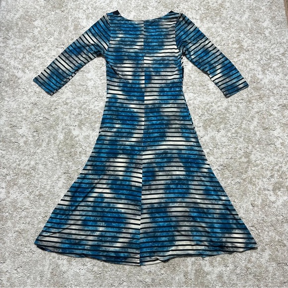 Purple Rain Elegant Blue and Black Striped Dress - Picture 4 of 6